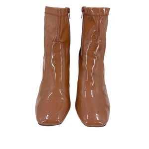 Madden Girl Brown Patent‎ Gogo Boots Block Heel Ankle Booties Size 10M Mod